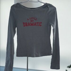 Fashion Nova Gray Long Sleeve Tee with Red Text
